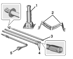 Dépose du pneu de secours et des outils