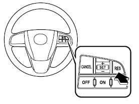 Pour rétablir la vitesse de croisière à une vitesse supérieure à 30 km/h (19 mi/h)