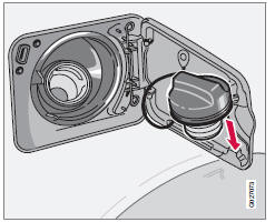 Ouverture de la trappe du réservoir de carburant
