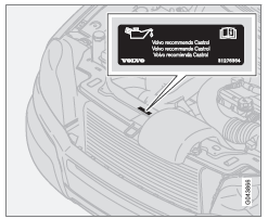 Autocollant indiquant la qualité d'huile dans le compartiment moteur