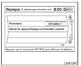 Programmer le système pour l'apprentissage de la voix de l'utilisateur