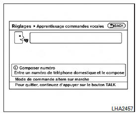 Programmer le système pour l'apprentissage de la voix de l'utilisateur