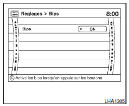 Réglage des bips à l'enfoncement des touches