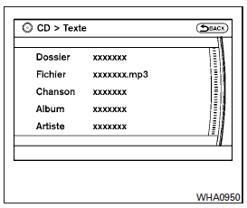 Mode d'affichage cd ou mp3