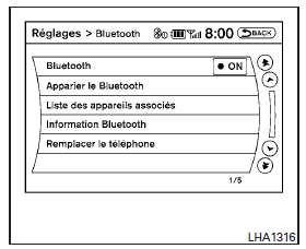 Réglages bluetooth